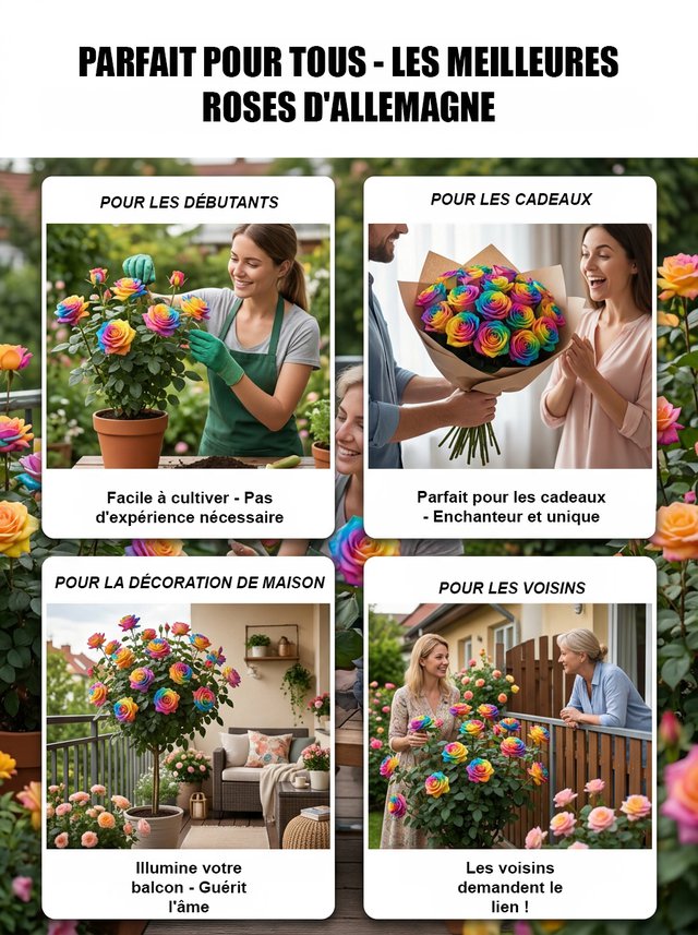 Graines de roses à 7 couleurs - Cultivez-les facilement chez vous dès maintenant!